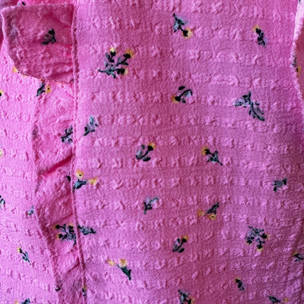 Loft Womens Pink w Blue Flowers Cap Sleeveless Top Size Small - Picture 2 of 6
